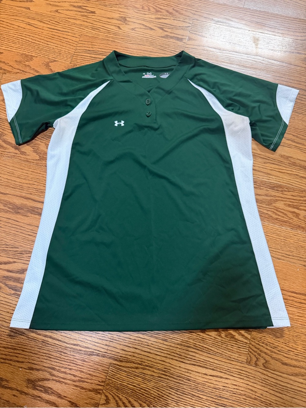 Under Armour Forest Green Athletic HeatGear Top with White Logo Accents
